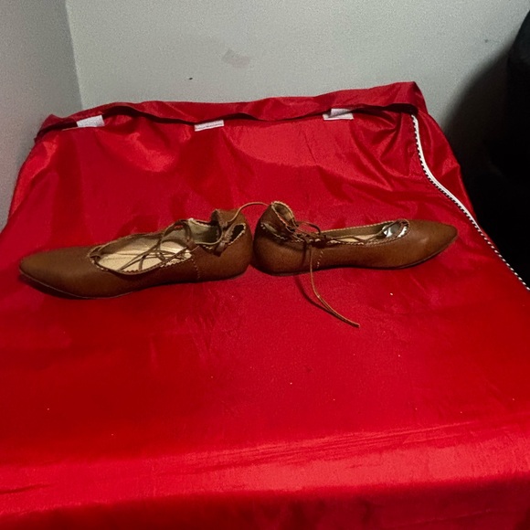 Chloe Brown Pointed Lace-Up Flats - Picture 3 of 4